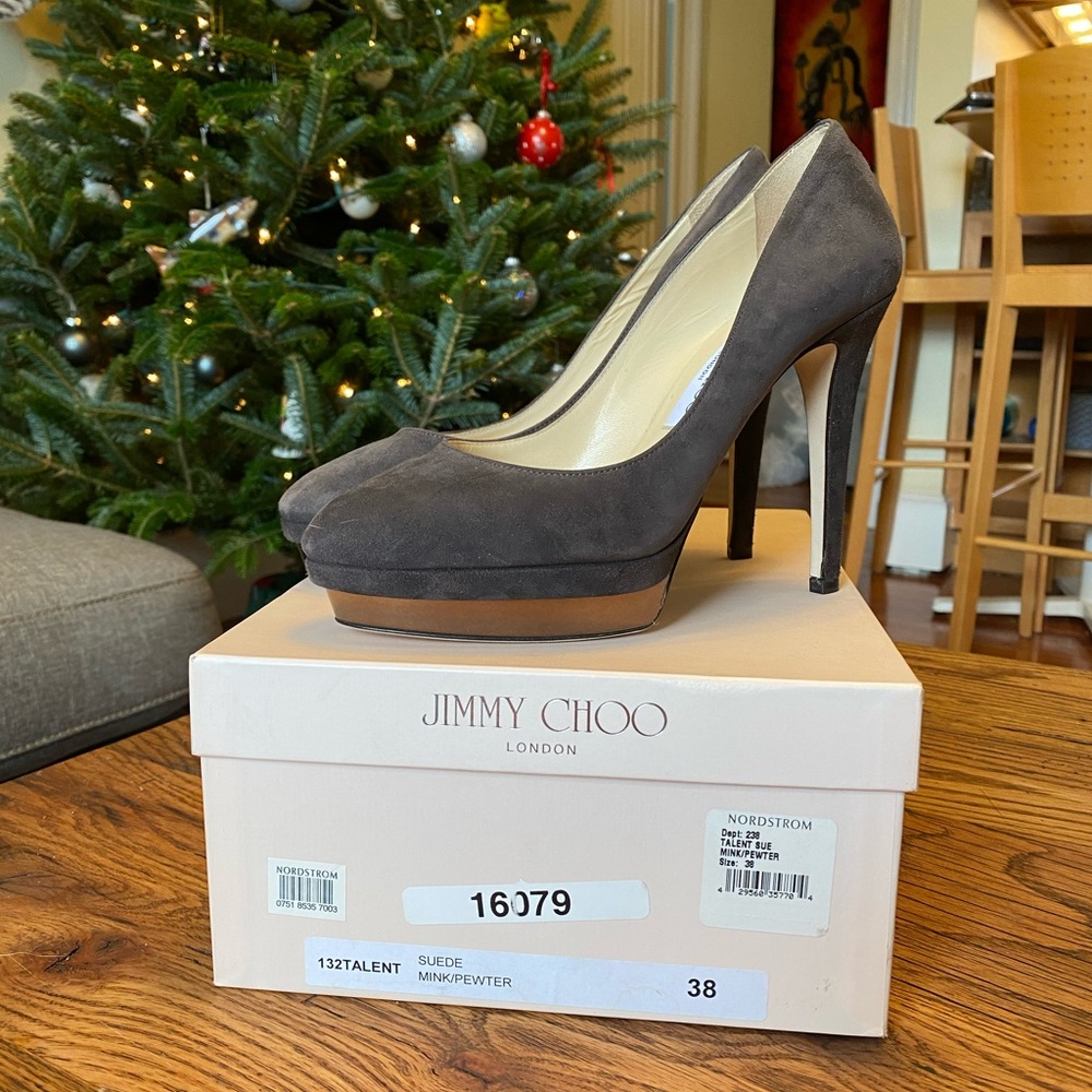Jimmy Choo Suede Mink/Pewter Heels